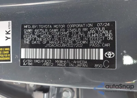 2024 Toyota Prius Prime Se from USA, damaged, VIN JTDACACU8R3027202